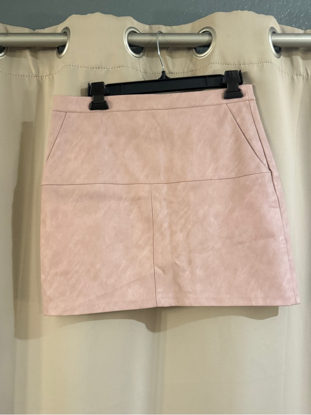 Shinestar Blush Pink Faux Suede Mini Skirt